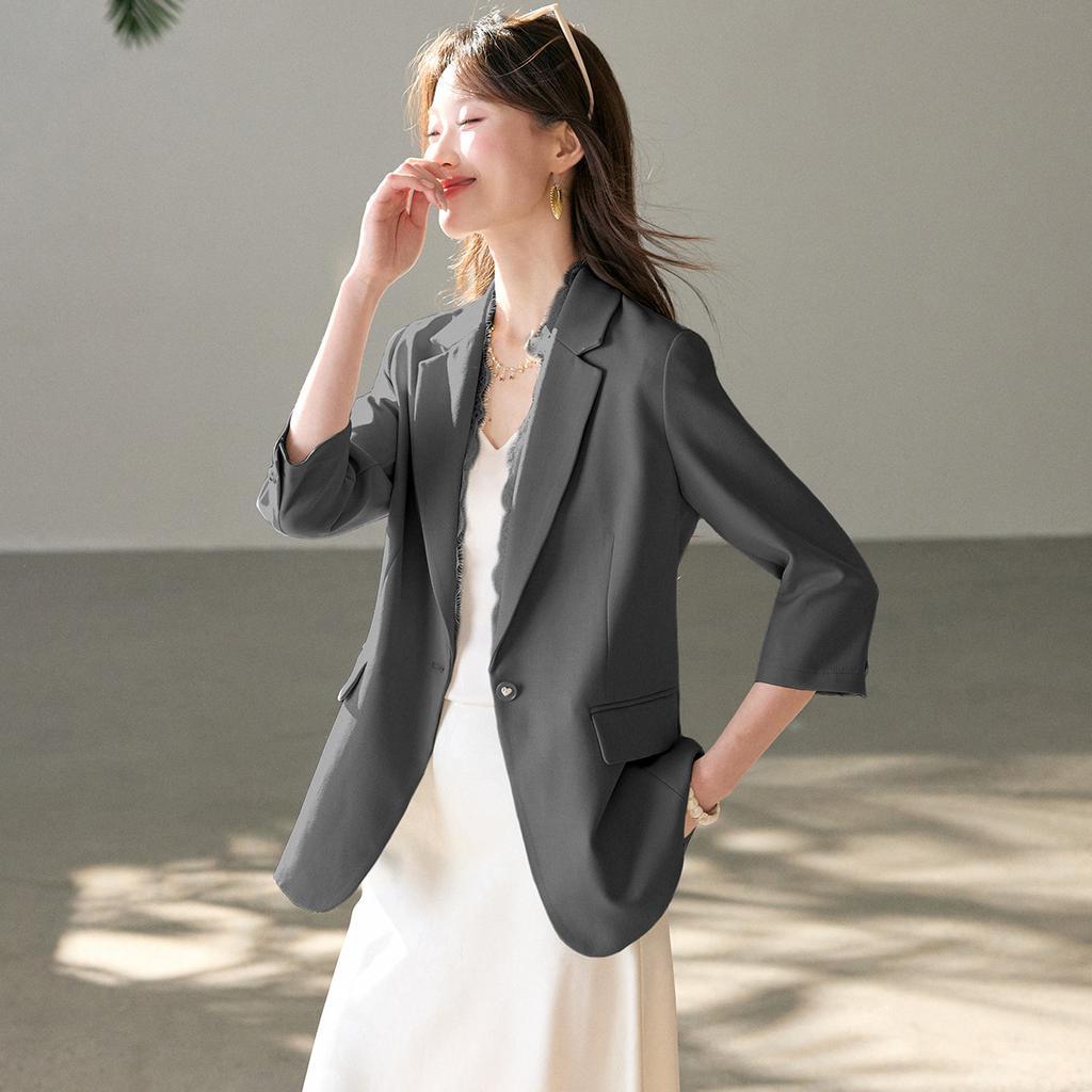 Premium splicing women's suit for summer 2026, new V-neck one button commuter premium women's jacket
