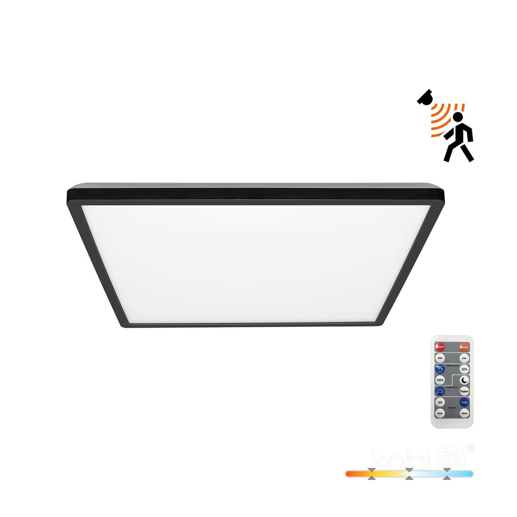 LED ceiling lamp 18W 3CCT IP54 black with motion sensor and remote control