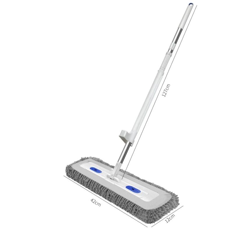 No Hand Washing 360° Rotating Lazy Coral Mop 42x12cm with 1 Pad for Home Hard Surface Floor Quick Cleaning