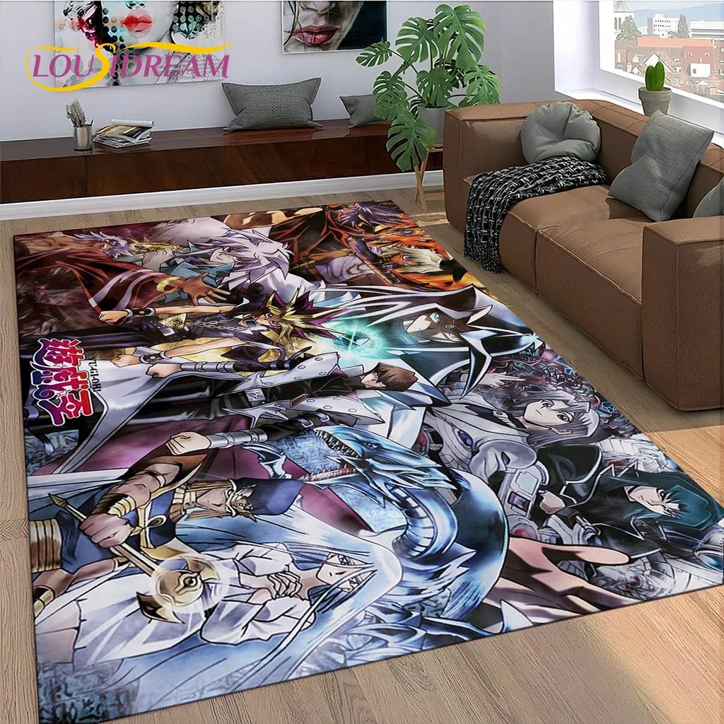 2025 New Yu-Gi-Oh Blue Eyes Dragon Monster Gold Card Cartoon Game Carpet Rug for Bedroom Living Room Home Sofa,Decor Floor Mat