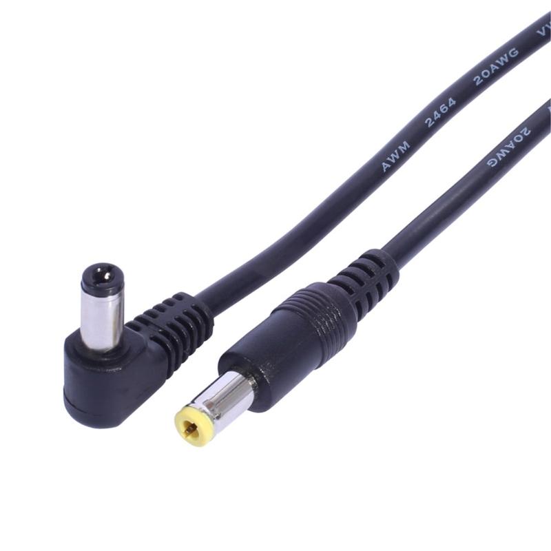 90 Degree DC5521 Male to Straight Head DC5521 Male Power Extension Cable Line for LED Light and Security Cameras 1m