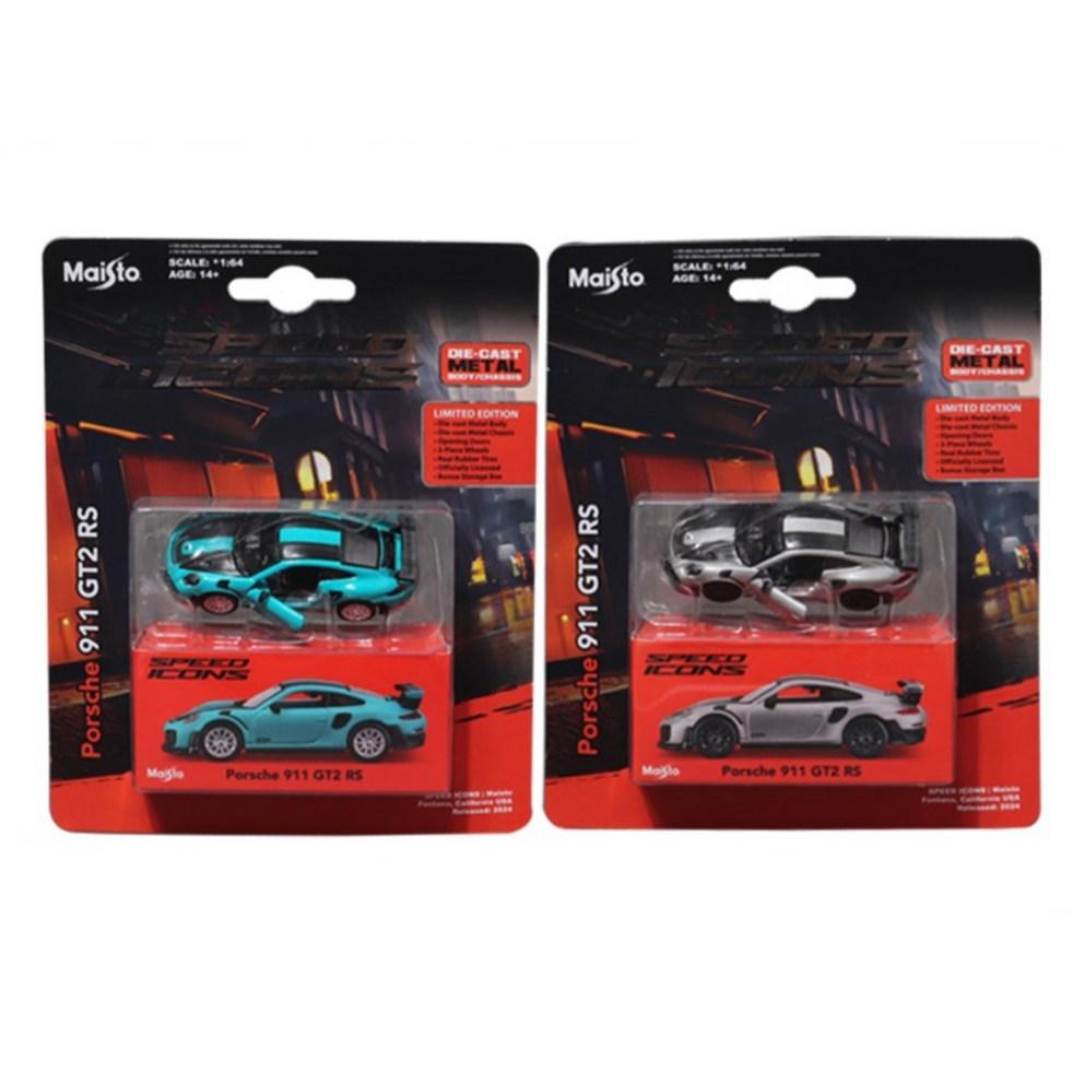 Майсто 1:64 Иконки Скорости Porsche 911 GT2 RS Металлическая Модель Автомобиля с Открывающимися Дверями, Серебристый