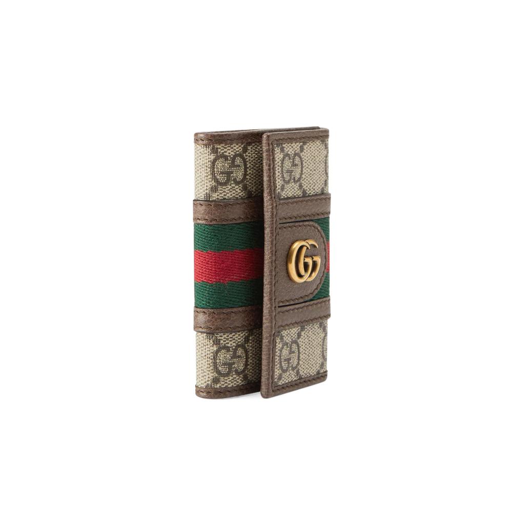 Gucci Ophidia GG Supreme Canvas Key Case Beige Brown Web Stripe Gold Hardware Daily Use 603732-96IWT-8745