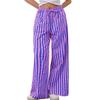 Женские модные полосатые брюки с завязками на талии, широкими карманами и свободными повседневными брюками