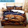 Fox Dreams In Space 3pcs Bedding,Including 1pc Duvet Cover And 2pcs Pillowcases Perfect for Christmas,Ideal for Bedroom, Dormitory