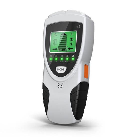 Настенный детектор 5 в 1. Поиск шпилек с обнаружением проводов под напряжением переменного тока. Дисплей с подсветкой. 5 режимов. 3 глубины. Металлический деревянный кабельный трекер.