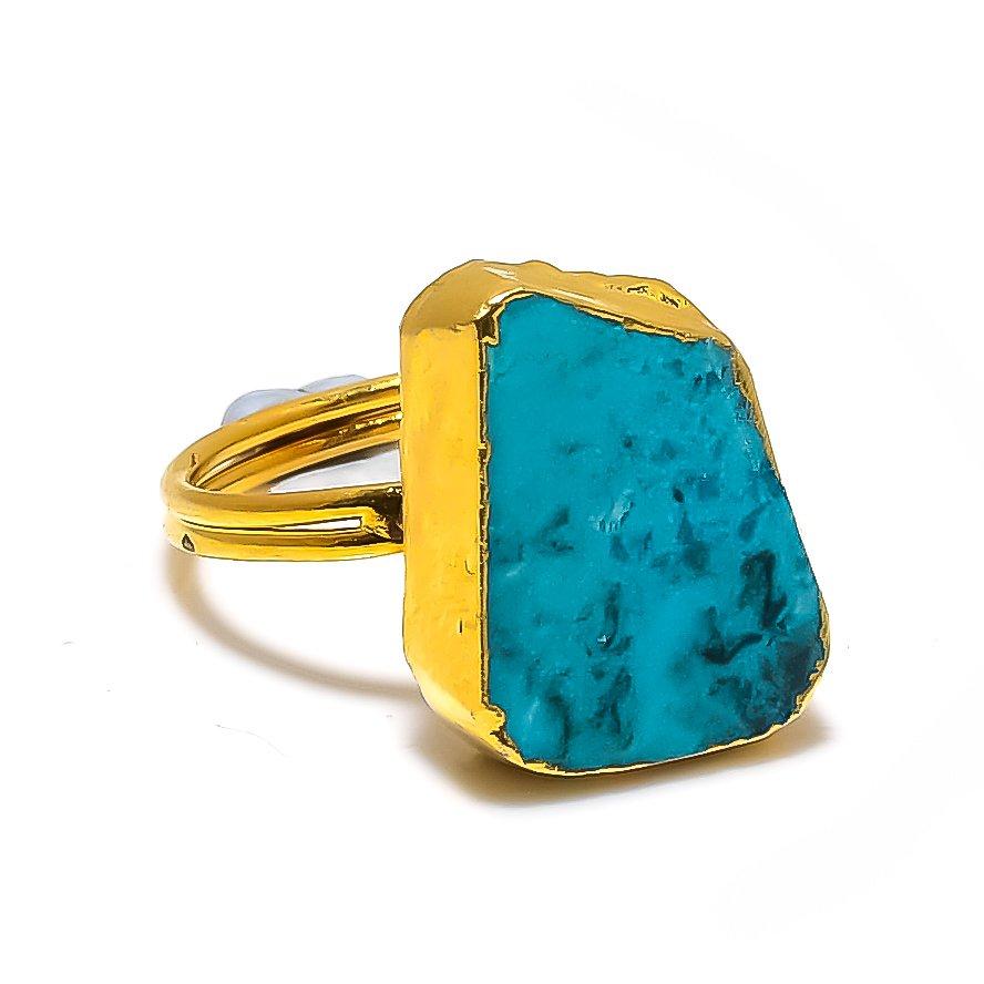 Arizona Turquoise Gemstone 925 Sterling Silver Jewelry Ring Size Adjustable GK-1966