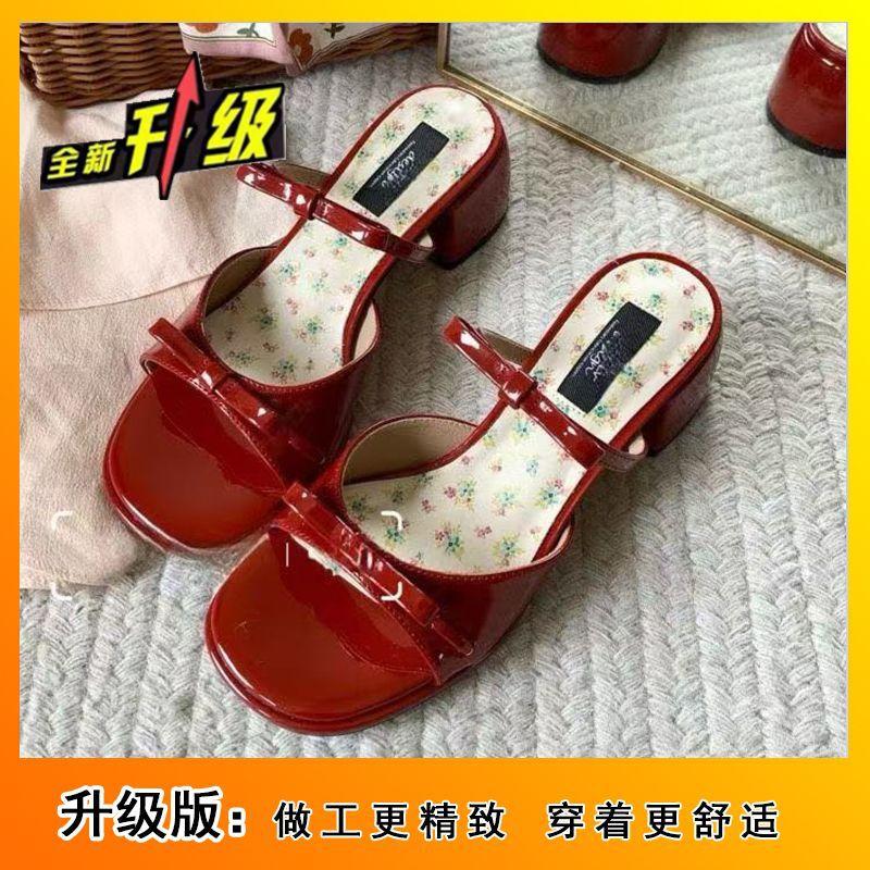 Sweet bow high heels women's sandals with skirt oil painting girl heightening foreign style sandals 2025 summer new