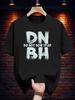 Футболка с графическим принтом - "DN NOT BOW HEAD BH" Потертый дизайн