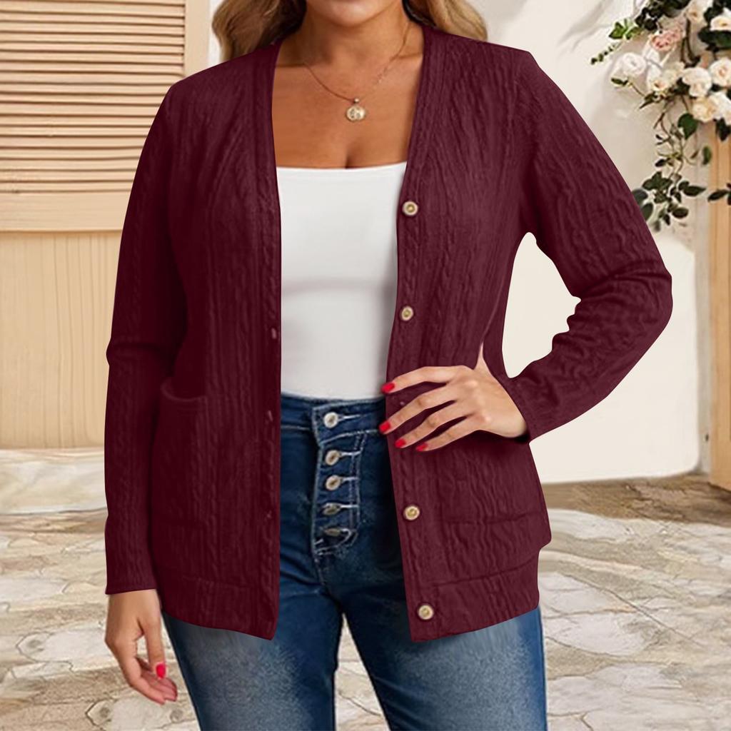 Women's Fashion Casual Plus Size Solid Color Long Sleeve Jacket