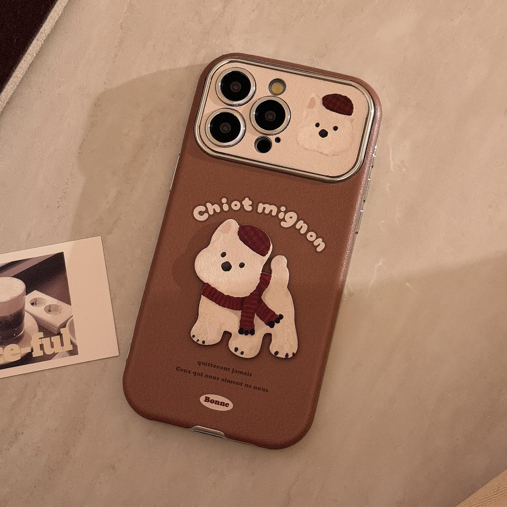 Коричневый 3D чехол из натуральной кожи для Apple iPhone 17 Pro Max и iPhone 16, с мультяшным дизайном, доступен в нескольких размерах.