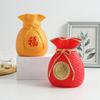 Chinese Style Blessed Bag Flowerpot Vase Red/Gold Flower Arrangement Vase  Living Room