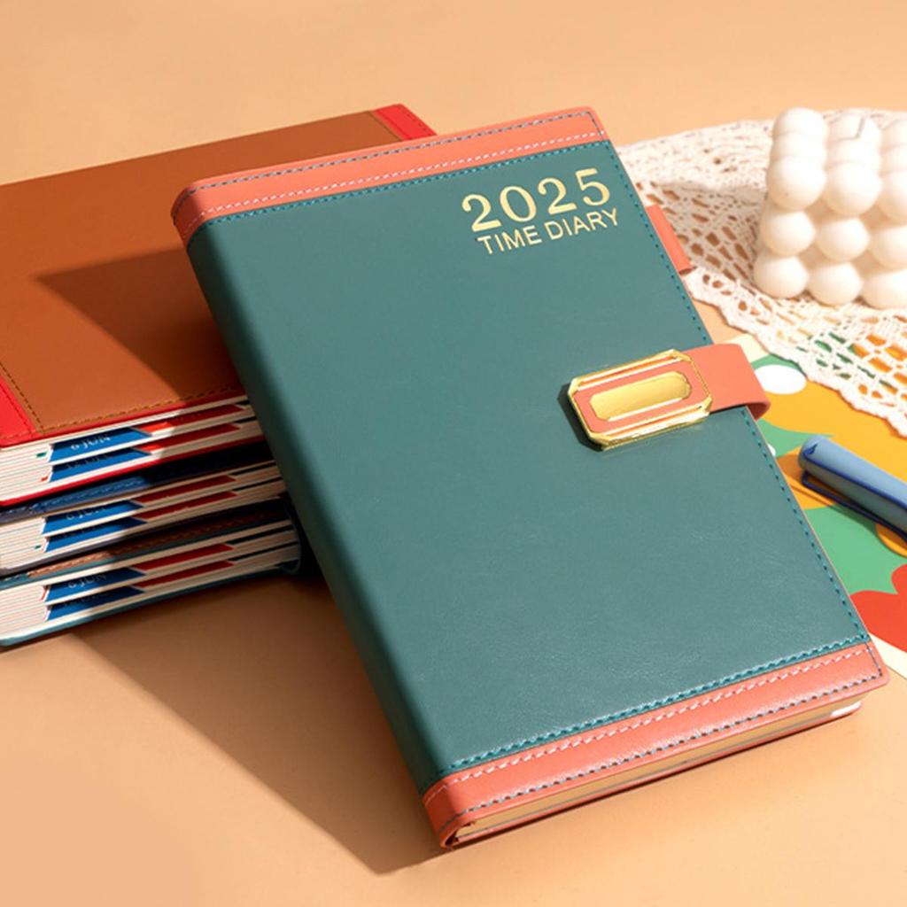 Кожаная книга учета рабочего расписания на 2025 год формата А5, страницы на английском/испанском/французском языках, ежедневник для студентов, блокнот, памятка