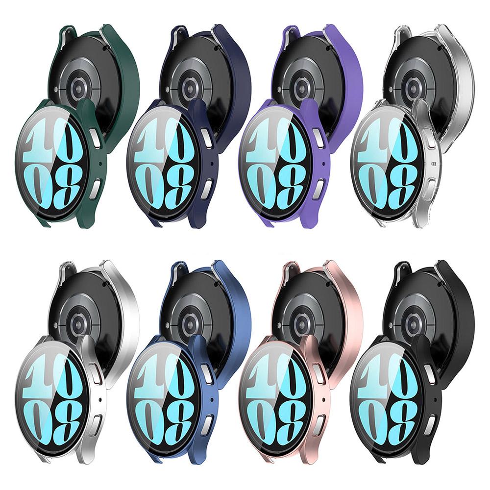 Защитный чехол из ПК + закаленного стекла для Samsung Galaxy Watch 6, 40 мм, 44 мм, полноэкранный защитный чехол