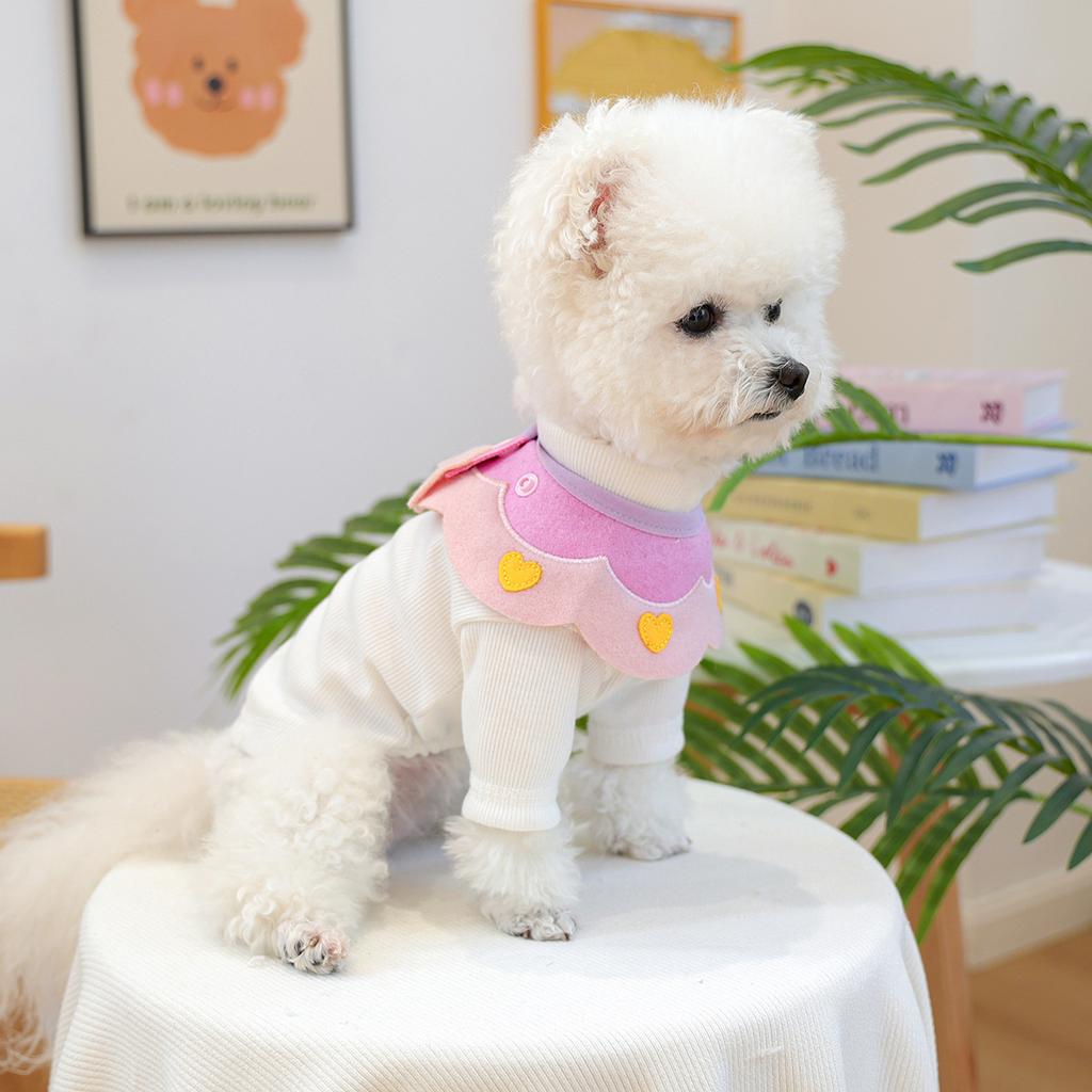 Pet supplies: dog saliva towel bib cat bib small dog puppy cute pink and purple love bib