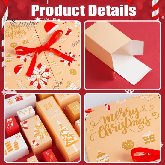 Пустой Адвент-календарь 2024, заполняемый своими руками, коробка обратного отсчета до Рождества, 24 дня, коробки обратного отсчета, подарок для друзей и семьи