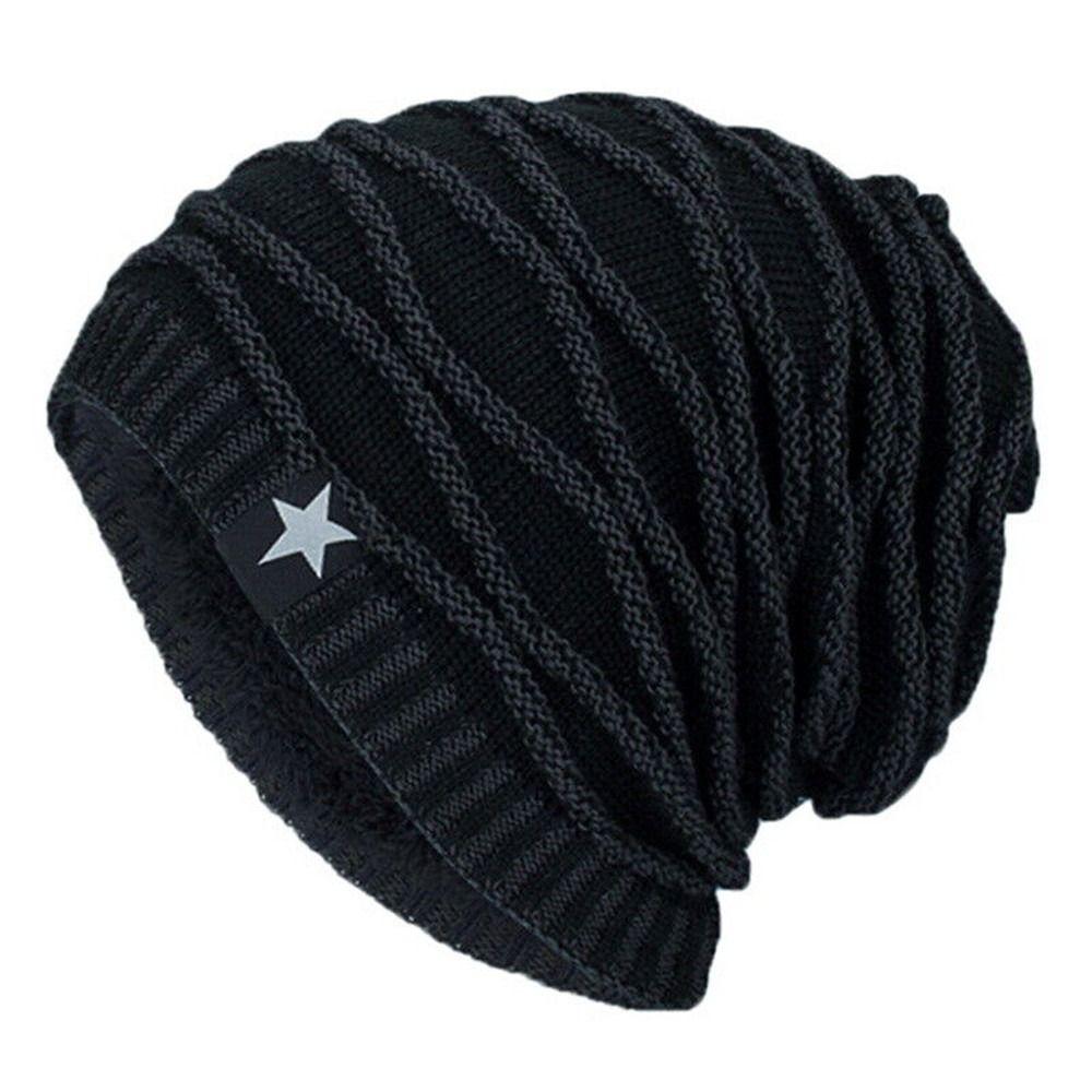 Men Women Fleece Lined Warm Thermal Ski Cap Beanie Hat Knitted Cap Skullies Hat