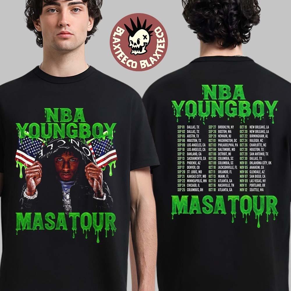 NBA YoungBoy Masa Tour 2025 Мерч Двусторонняя футболка Унисекс футболка