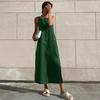 Зеленые платья-майки Летнее хлопково-льняное платье без рукавов с прямым разрезом 2023 Универсальное платье-миди в стиле отпуска для женщин