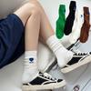 Heart-shaped Letter Embroidered Mid-calf Socks, Fashionable and Simple Couple Cotton Socks for Women