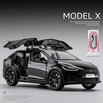 1:24 Модель Tesla X Модель Tesla 3 Сплав Литой Игрушечная Модель Автомобиля Звук и Свет Детская Игрушка Коллекционные Предметы Подарок на День Рождения