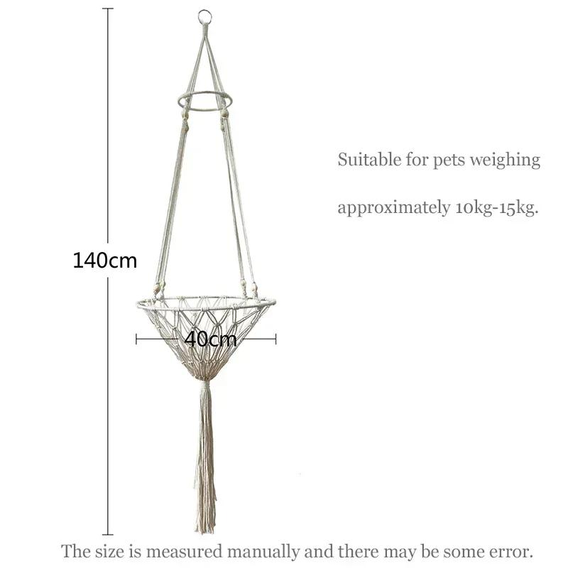 Гамак для кошки Подвесная корзина Качели Окно Милый питомец Кошка Ручное плетение Хлопковая веревка Кровать Домик для котенка Палатка Аксессуары для домашних животных