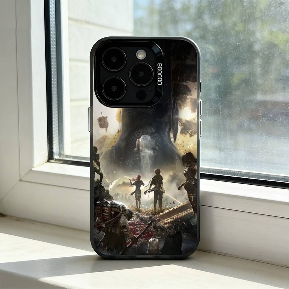 Игровой чехол C-Clair Obscur E-Expedition 33 для iPhone 17,16,15,14,13,12,11 Plus,Pro Max,XS, Цветной Серебристо-Черный Чехол