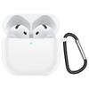 AirPods 4 Case, Silicone Integrated Soft with Hook, Charging Case Frosted Cover Anti-Fingerprint Solid Color Simple Transparent White