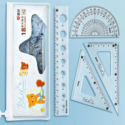 4 шт./набор Aihao Lb00494 Rilakkuma Набор линеек Пластиковая Геометрия Математика Квадрат Циркуль для рисования Канцелярские товары Угловые линейки для школы