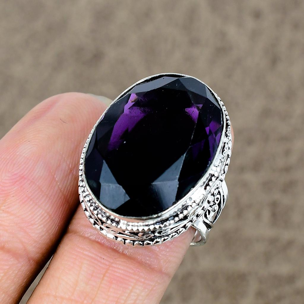 Amethyst Genstone Handmade 925 Sterling Silver Jewelry Ring Size 8 KKG-461