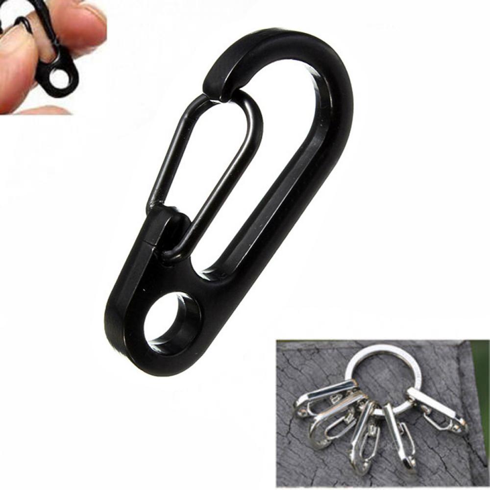 Pair EDC Keychain Clip Split Ring Keyring Spring Buckle Stainless Steel Carabiner