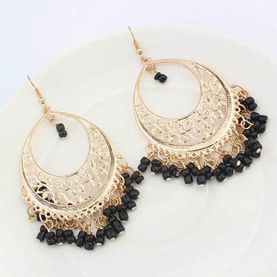 1 пара женских винтажных полых сережек с крючком в этническом стиле, увеличенные серьги из бусин в форме капли воды