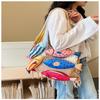 Little Fish Pattern Casual Knitted Shoulder Bag Contrasting Hollow Design Lightweight Tote Bag for Women Outdoor Activities