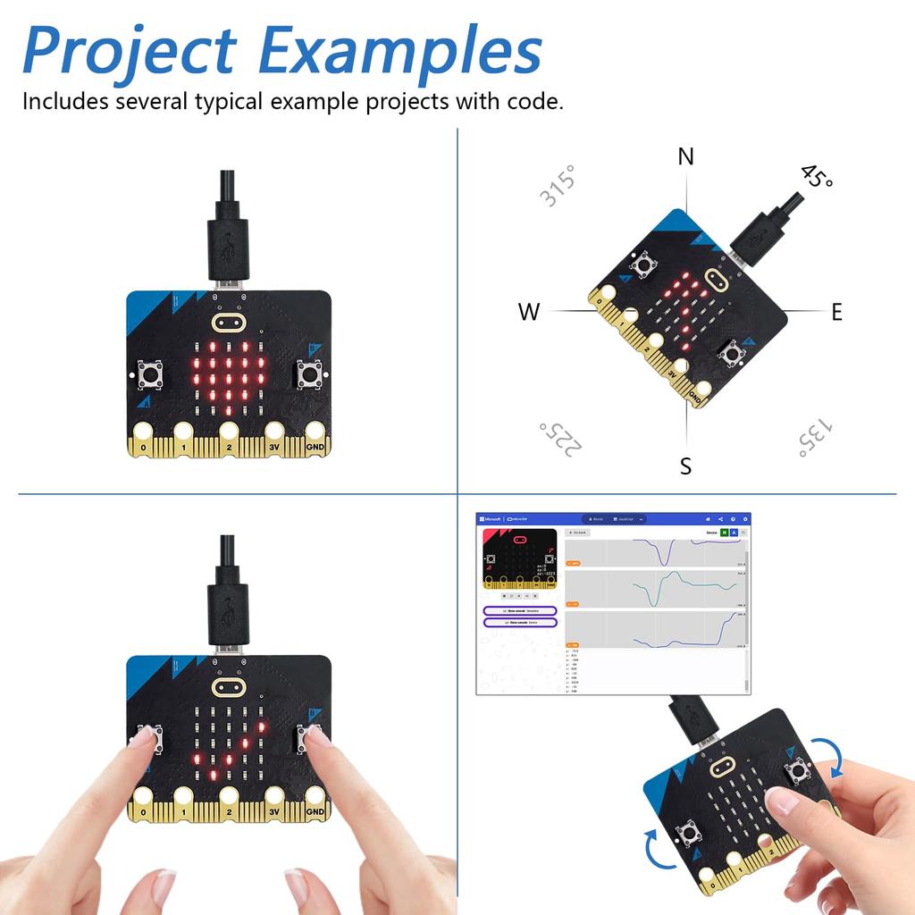 Плата разработки Freenove BBC V2 с блоками и подробными руководствами и примерами проектов на Python, код microbit,