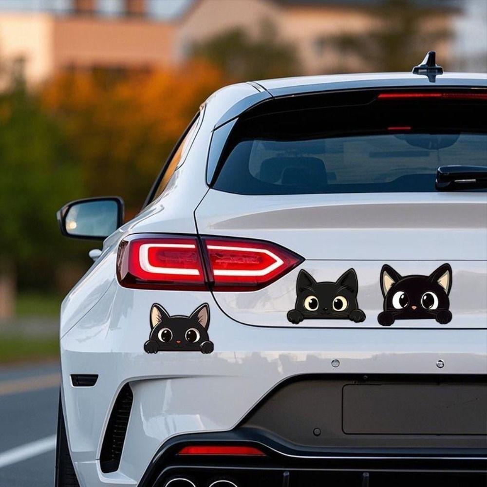 Scratch Covering PVC Decals Black Funny Kitty Decals Cartoon Car Window Decals Laptop