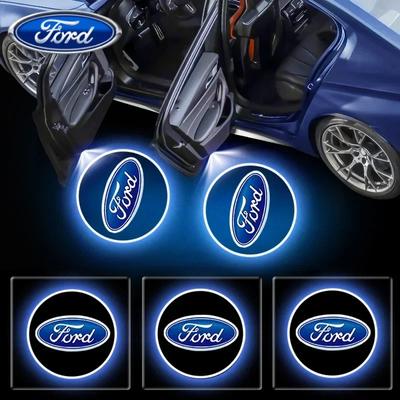Автомобильная наклейка Ford 2 шт. Светодиодный светильник-проектор на дверь автомобиля Логотип приветствия Лазерная тень призрака для Ford Kuga Fiesta EcoSport
