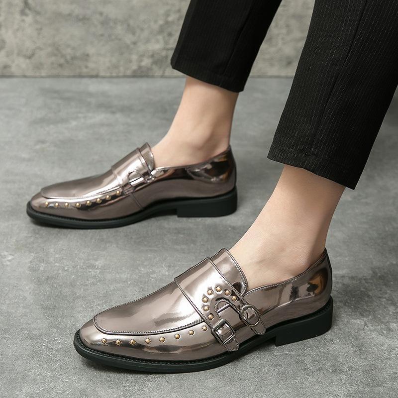 Большой размер 46 острый глянцевый двухпряжечный кожаные туфли мужские британские повседневные стилист Le кожаные туфли