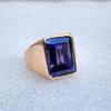 Emerald Cut Violet Blue Tanzanite Quartz Gemstone Sterling Silver Rose Gold Plated Ring Jewelry