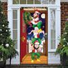 Christmas Door Cover Decoration Front Colorful Print Christmas Door Backdrop Door Decor Holiday Festive Xmas