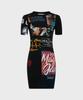 Marine Serre (W) Regenerated Graphic T-Shirt Mini Dress Black Regenerated Graphic T-Shirts Mini Dress Bk99 Black