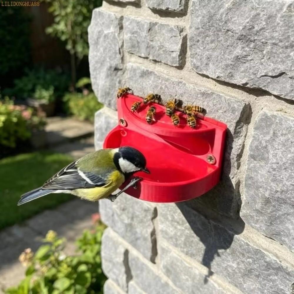 Plastic Bird Bath Water Dispenser Wall Mounted Insect Drinking Device Backyard