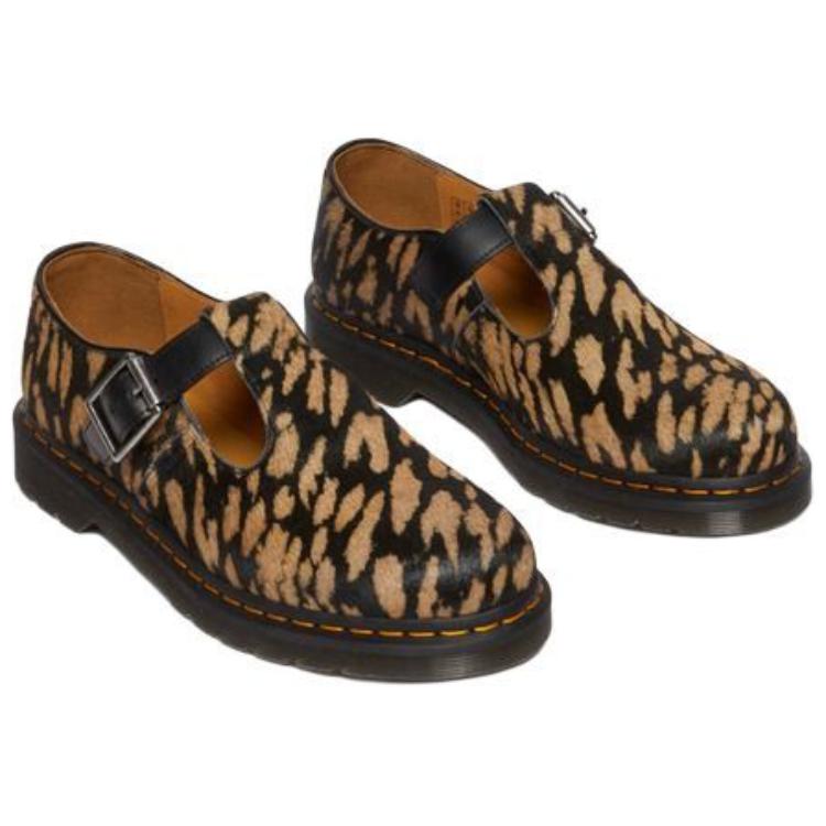 Dr. Martens T-Bar Leather Casual Versatile Mary Jane Shoes Men Shoes Leopard-Print 32135526