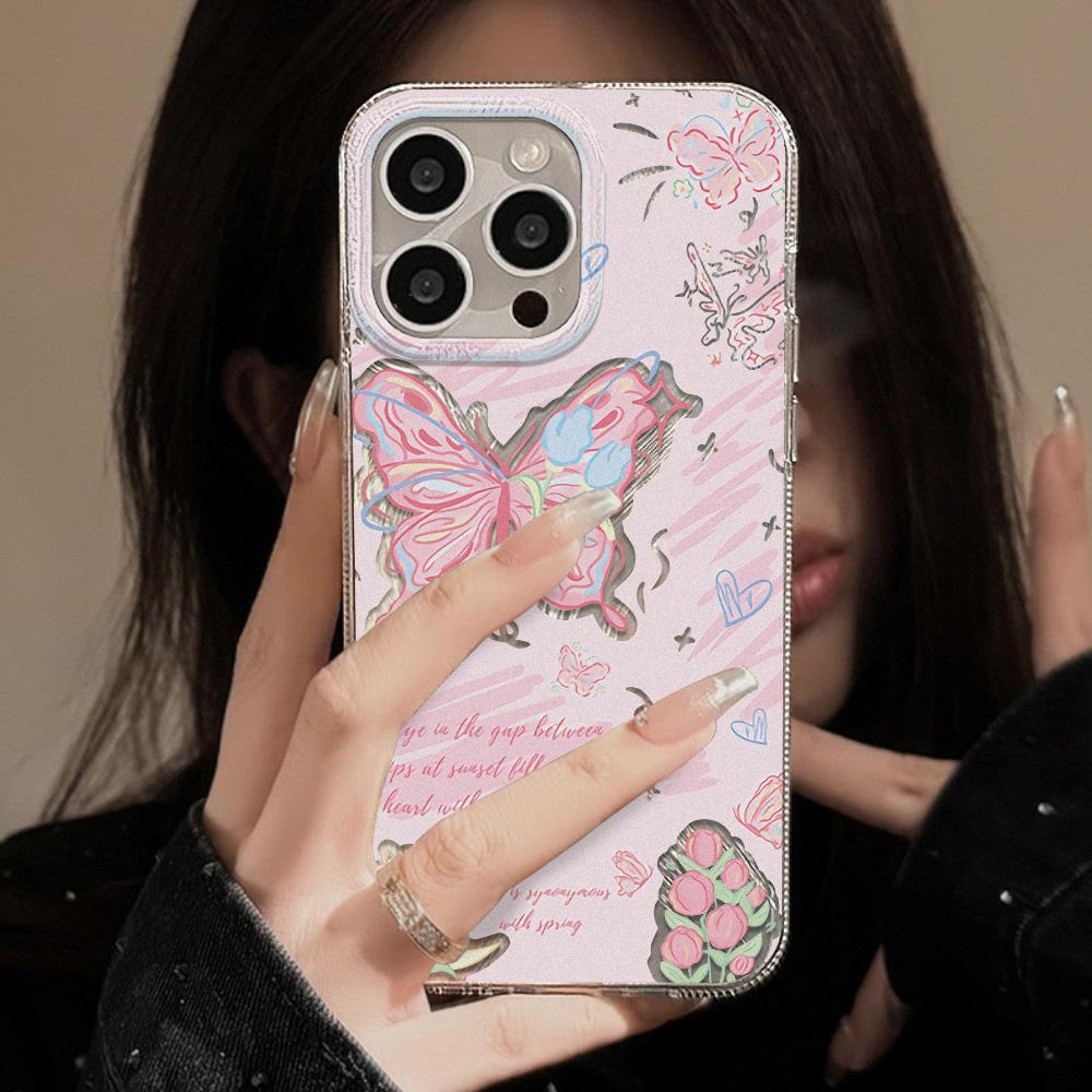 Feather Luster Phone Case for Samsung A53 A14 A33 A12 A32 S24 S23 Plus S20 S21 FE for iPhone 17 15 16 13 Pro 17 16 Pro Max Butterfly Bow Phone Case