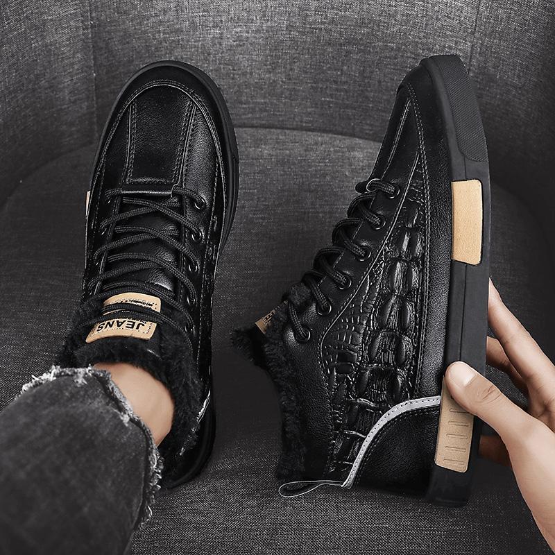 Мужские ботильоны Зимние высокие кожаные туфли Модные хлопковые ботильоны Деловая повседневная обувь для отдыха на природе Мужские кроссовки