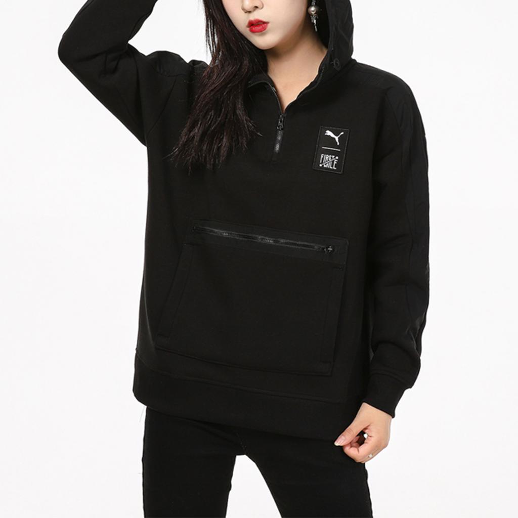 Puma Толстовка с капюшоном и большим карманом, спортивная, дышащая, женская, черная 532340-01
