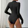 Однотонный трендовый тонкий сексуальный боди Pull Beam Simple Premium с длинным рукавом женский боди