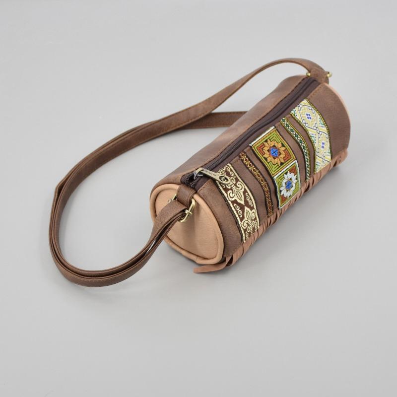 Сумка Minority Cylinder Bag для девочек, сумка через плечо, этнический стиль, сумка-цилиндр из искусственной кожи с вышивкой, ретро-сумка-трансформер с бахромой