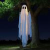 Halloween Adjustable Ghost Decorations Thicken Lighted Swing Pendant Battery Powered Spooky Ghost Ornament for Porch Yard Trees
