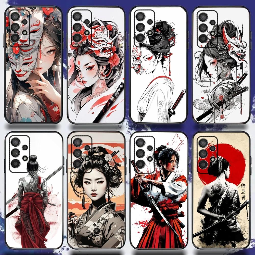 Чехол для телефона Самурай Воин Гейша Для Samsung S21,S22,S23,S30,Ultra,S20,Plus,Fe,Lite,Note,10,9,5G Черный Мягкий Чехол