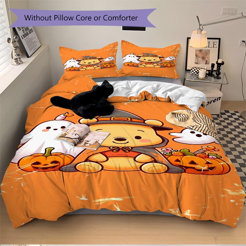 Pumpkin Halloween Adventure Print 3Pcs Bedding Setduvet Cover With 2 Bedropillowcase Home Birthday Gift